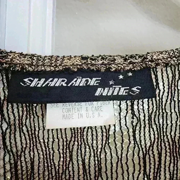 Vintage Sharade Nites Metallic Gold Fringe Blouse Women’s Boho 80s Made in USA - Picture 12 of 13